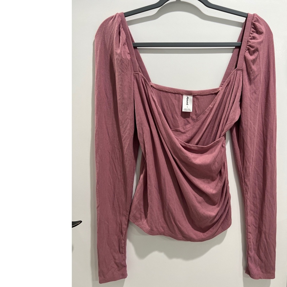 Abound Wrap Top Pink Nostalgia V- Neck Long Sleeve‎ Size S